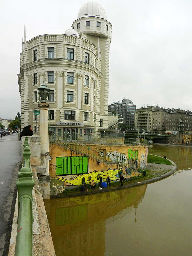 Donaukanal an der Urania, Hochwasser 2013