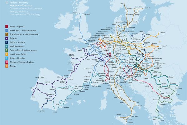 Map of the EU Rail Freight Corridors