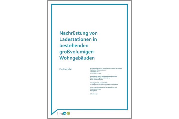 Titelblatt der Studie "Nachrüstung von Ladestationen in bestehenden großvolumigen Wohngebäuden"