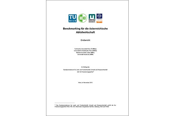 Titelblatt "Benchmarking für die österreichische Abfallwirtschaft"