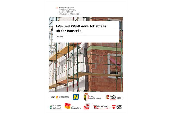 Titelblatt des Leitfadens "EPS- und XPS-Dämmstoffabfälle ab der Baustelle"