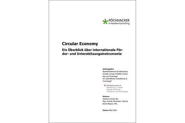 Titelblatt „Circular Economy – Ein Überblick über Strategien und internationale Förderinstrumente“