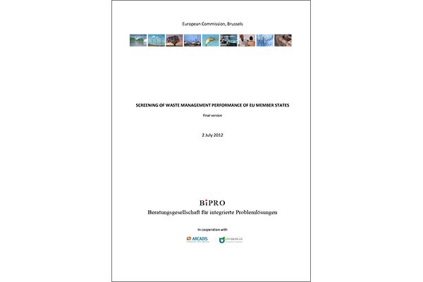 Cover "Screening of Waste Management Performance of EU Member States"