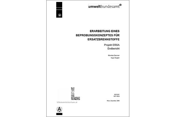 Titelblatt "Erarbeitung eines Beprobungskonzeptes für Ersatzbrennstoffe"