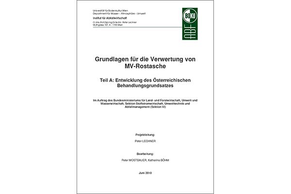 Titelblatt "Grundlagen für die Verwertung von MV-Aschen, Teil 1"