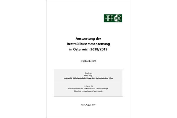 Titeltblatt "Auswertung der Restmüllzusammensetzung in Österreich 2018/19"