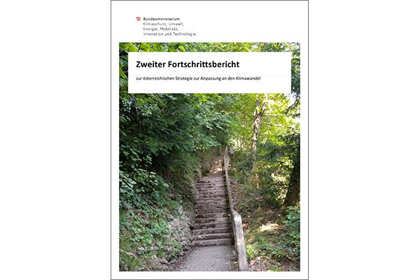 Titelblatt zum zweiten Fortschrittsbericht zur österreichischen Strategie zur Anpassung an den Klimawandel