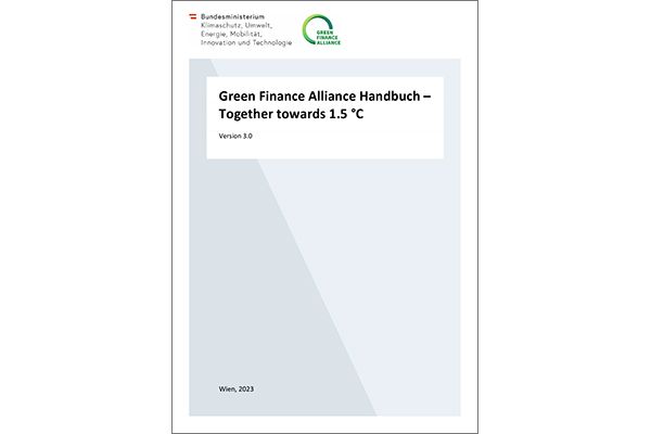 Titelblatt "Green Finance Alliance Handbuch – Version 1.0"