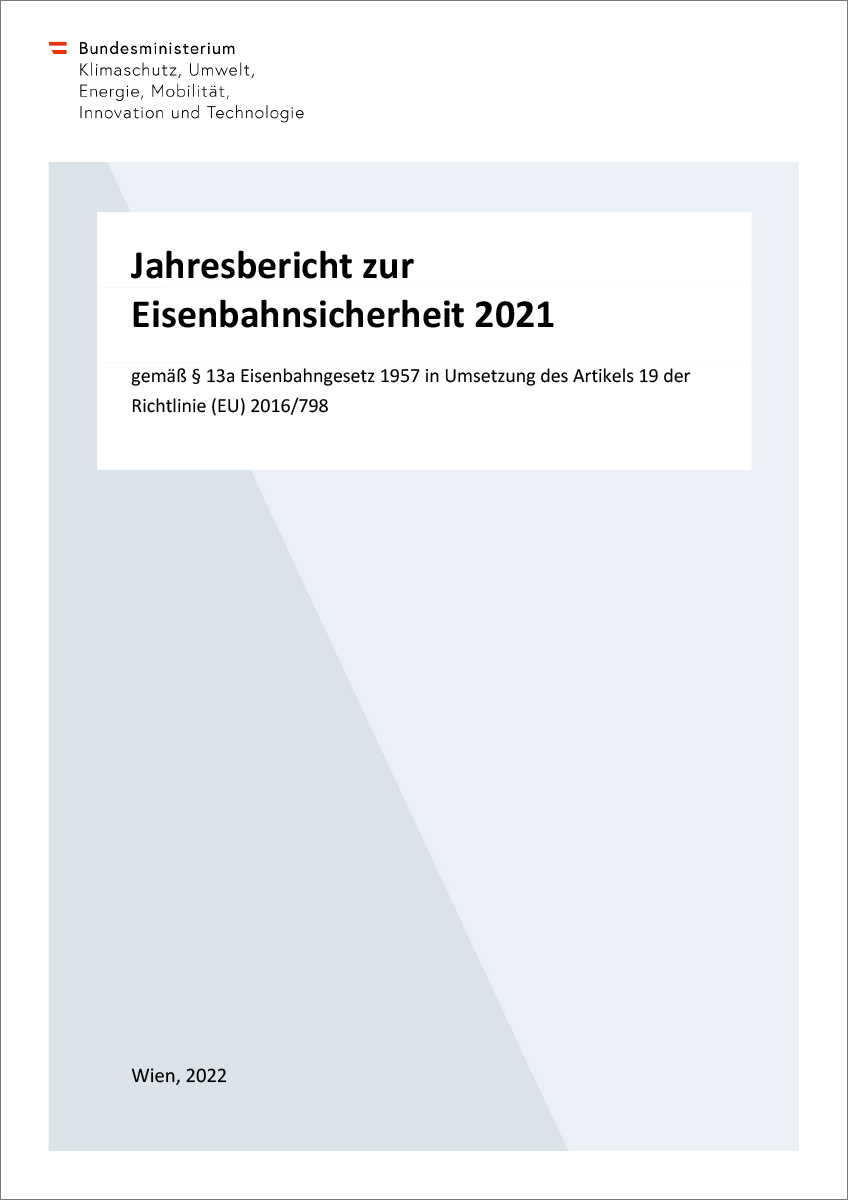Titelbild "Jahresbericht zur Eisenbahnsicherheit 2021"