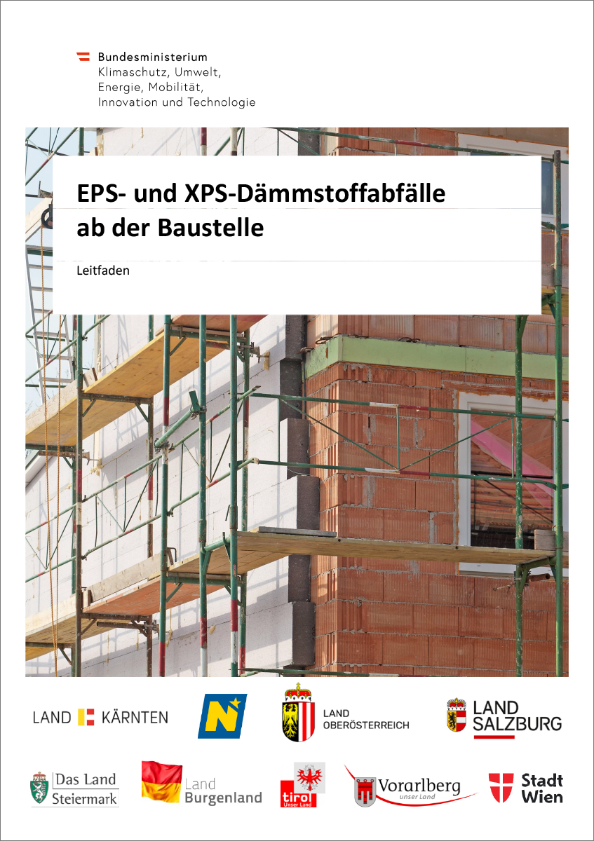 Titelblatt des Leitfadens "EPS- und XPS-Dämmstoffabfälle ab der Baustelle"