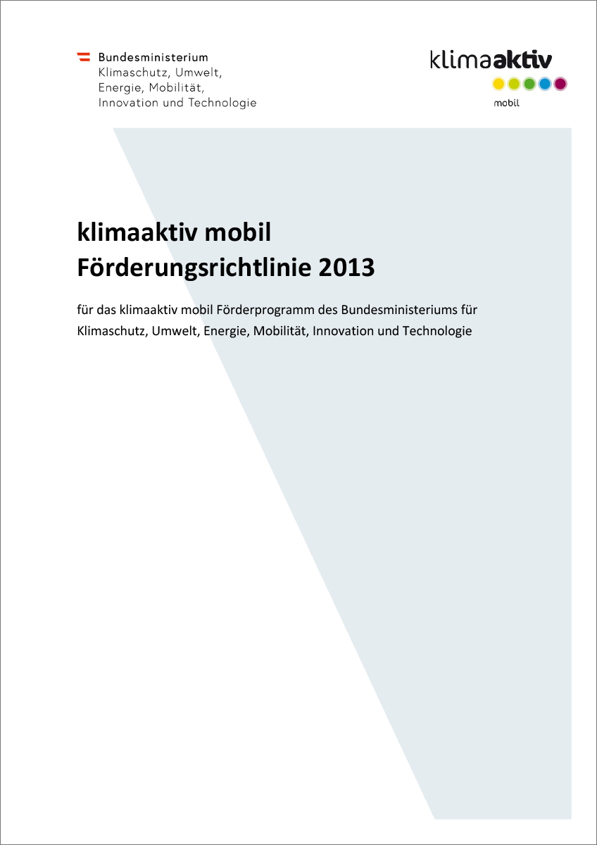 Titelblatt klimaaktiv mobil Förderungsrichtlinie 2013