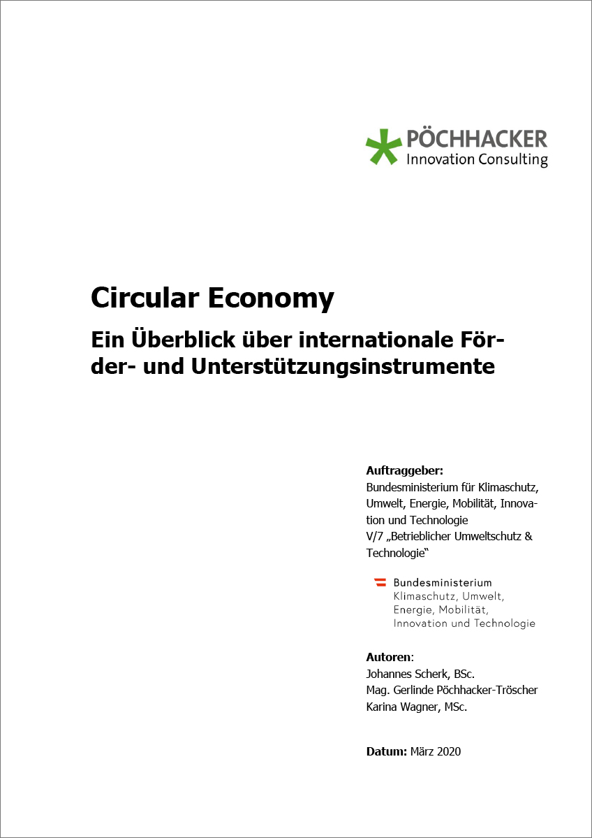 Titelblatt „Circular Economy – Ein Überblick über Strategien und internationale Förderinstrumente“