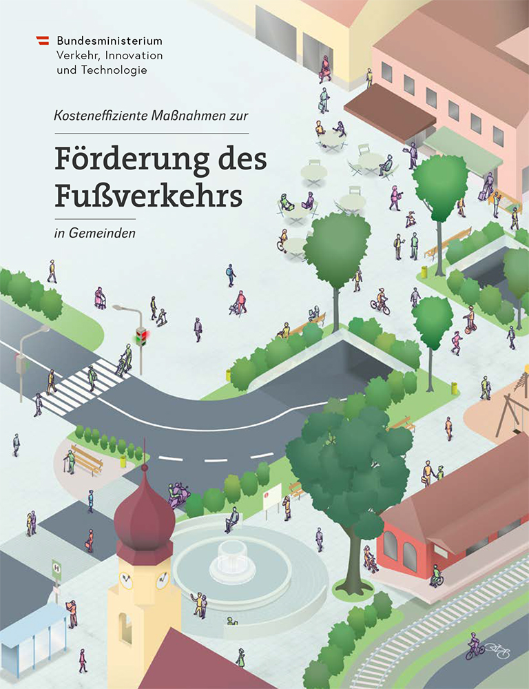 Titelbild der Broschüre "Kosteneffiziente Maßnahmen zur Förderung des Fußverkehrs in Gemeinden "