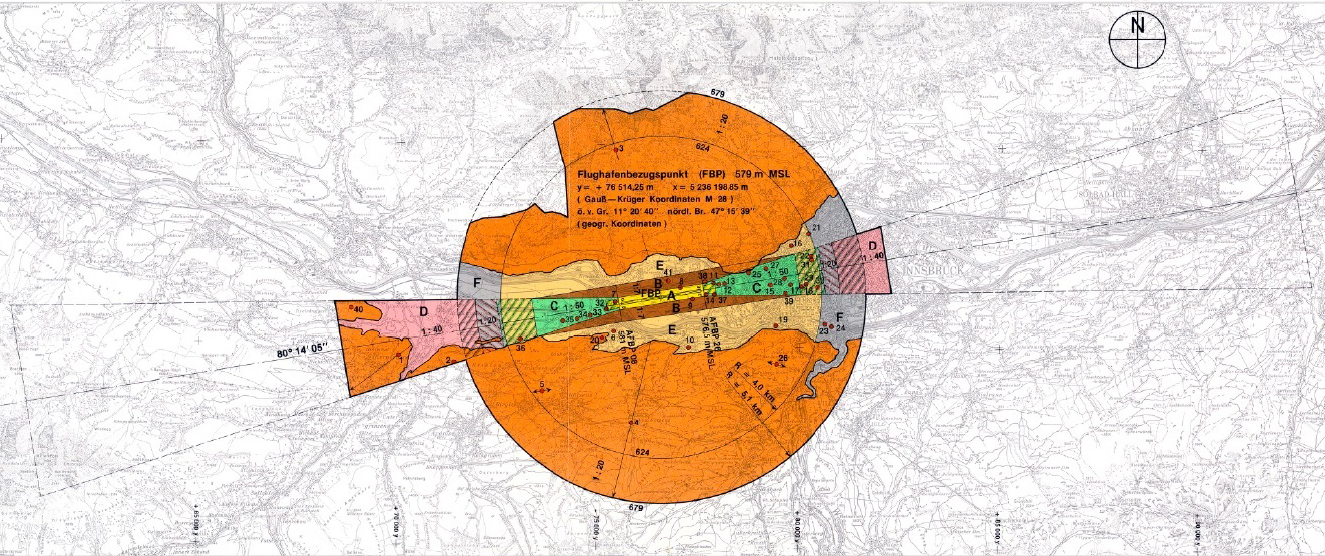 Sicherheitszonenplan für den Flughafen Innsbruck