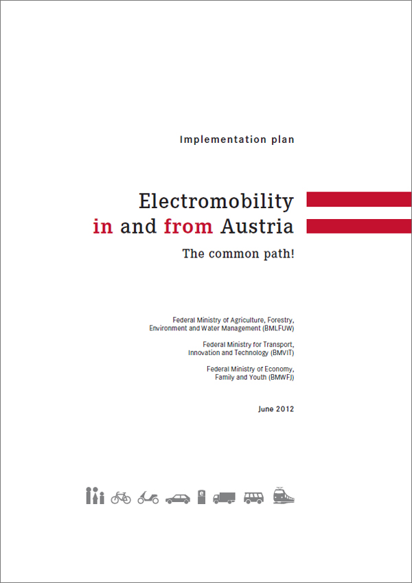 cover of the folder "Implementation plan - Electromobility  in and from Austria"