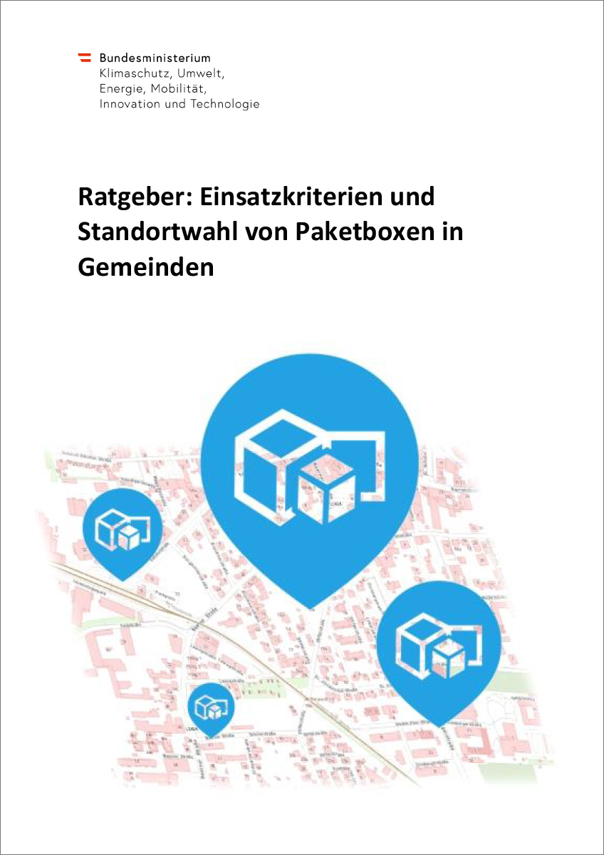 Titelblatt "Ratgeber: Einsatzkriterien und Standortwahl von Paketboxen in Gemeinden"