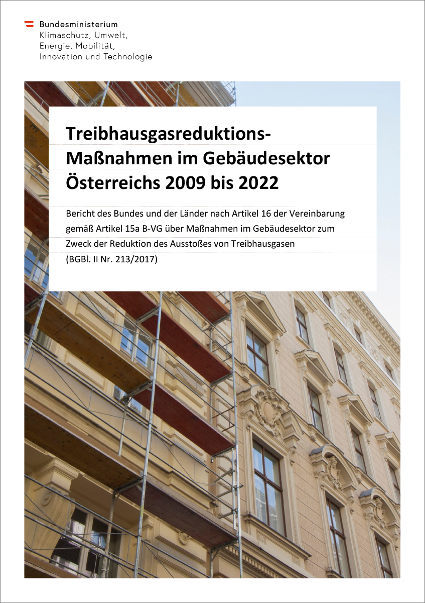 Titelblatt: "Treibhausgasreduktions-Maßnahmen im Gebäudesektor Österreichs 2009-2021"