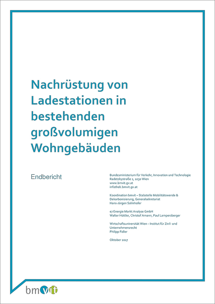 Titelblatt der Studie "Nachrüstung von Ladestationen in bestehenden großvolumigen Wohngebäuden"
