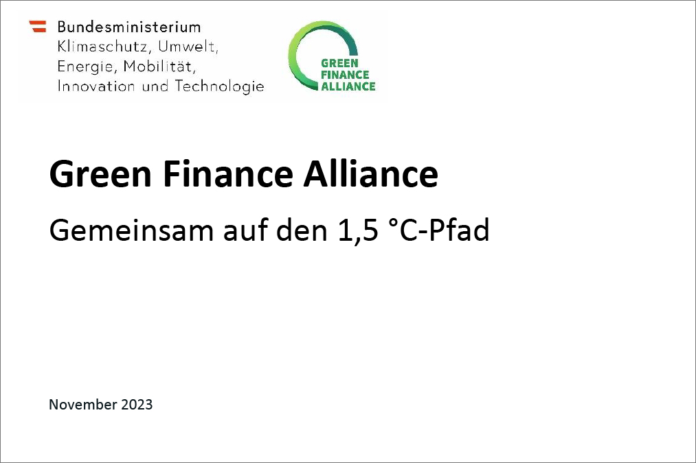 Titelblatt Präsentation Green Finance Alliance