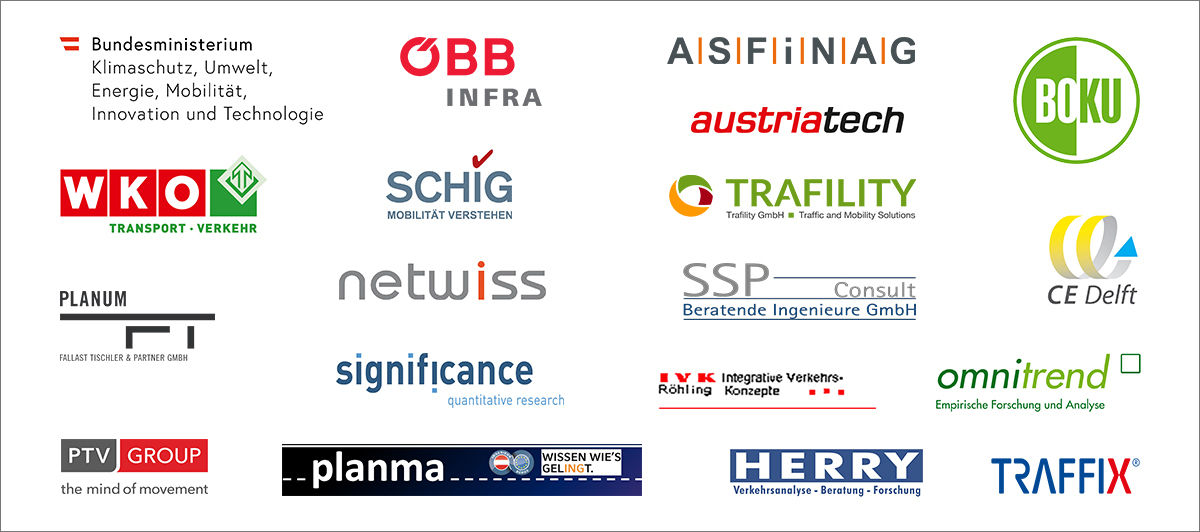 Die Grafik zeigt die Logos der Projektpartner der Verkehrsprognose Österreich