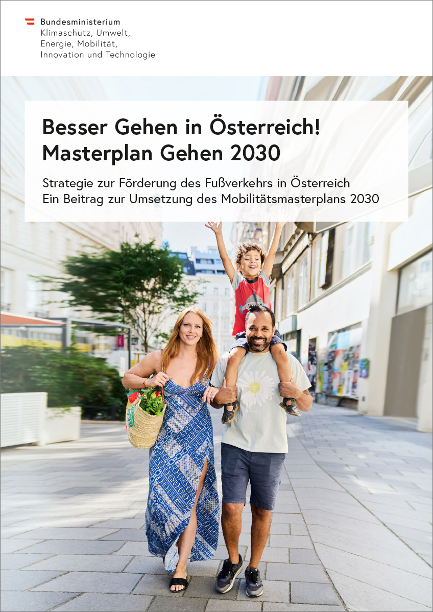 Titelblatt "Besser Gehen in Österreich! Masterplan Gehen 2030"