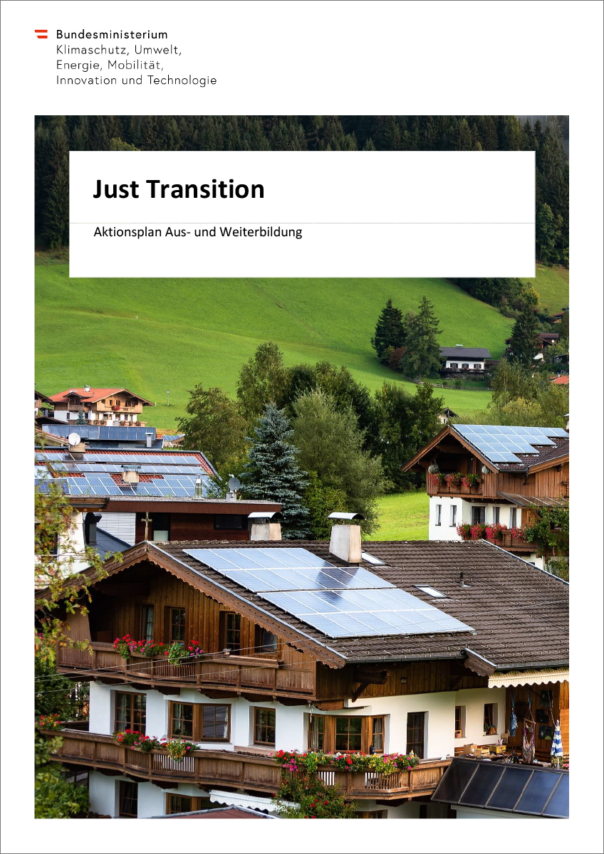 Titelblatt "Just Transition - Aktionsplan Aus- und Weiterbildung"