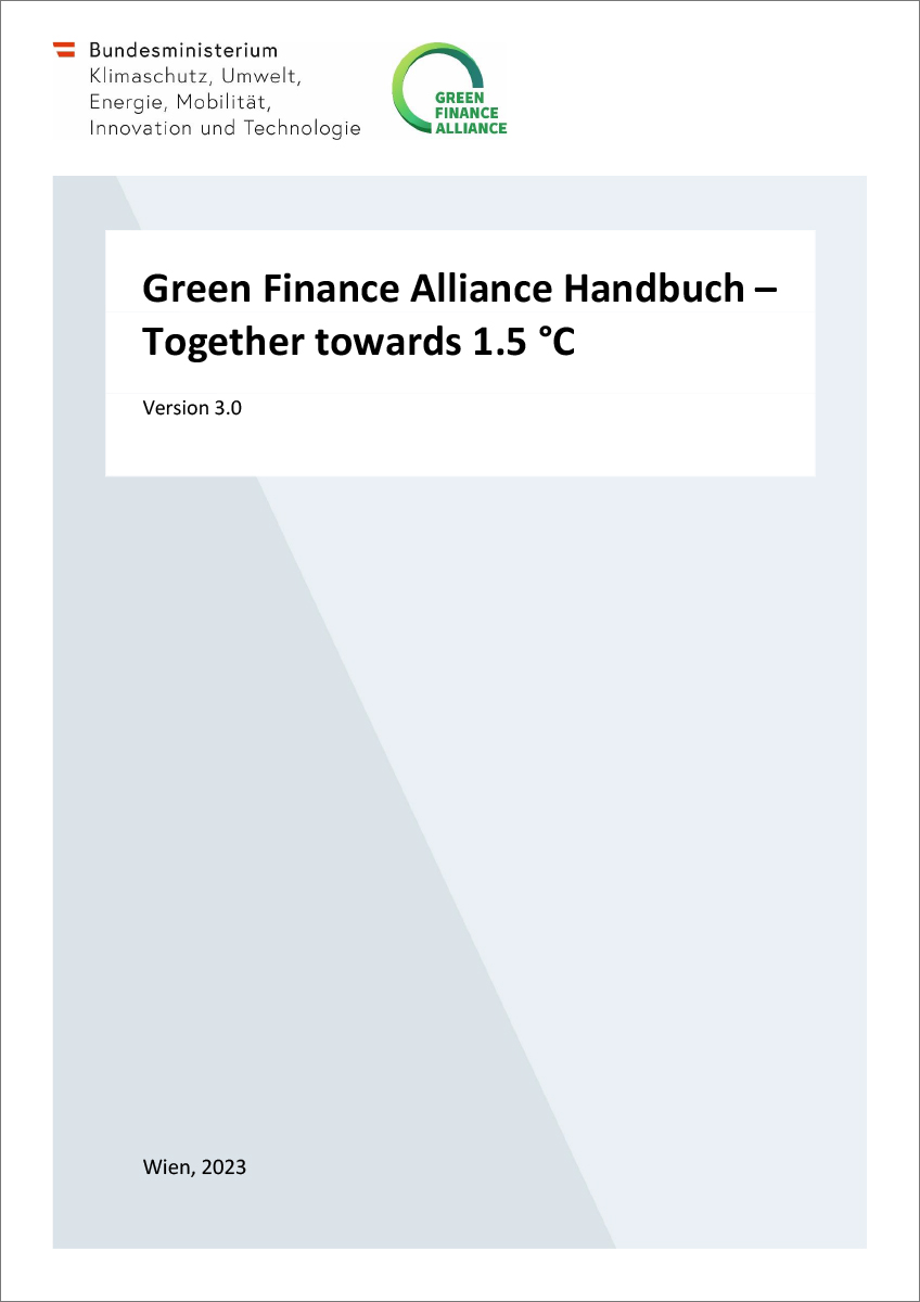 Titelblatt "Green Finance Alliance Handbuch – Version 2.0"