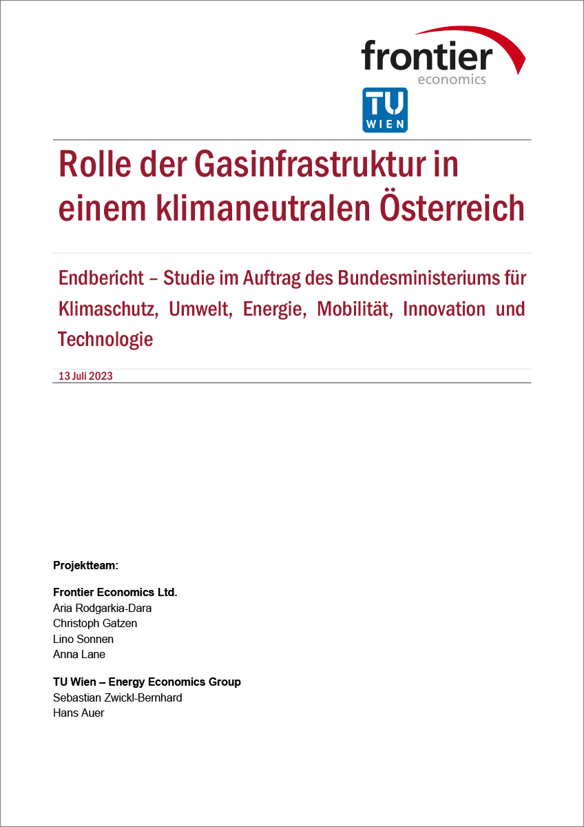 Titelblatt "Rolle der Gasinfrastruktur in einem klimaneutralen Österreich"